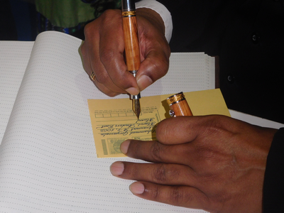 Ace calligrapher, Prof K C Janardhan – the Maestro -  with his Rytol Chairman’s Pen